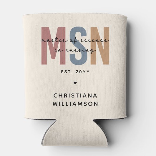 Custom MSN Master of Science in Nursing Abschluss Dosenkühler (Rückseite)