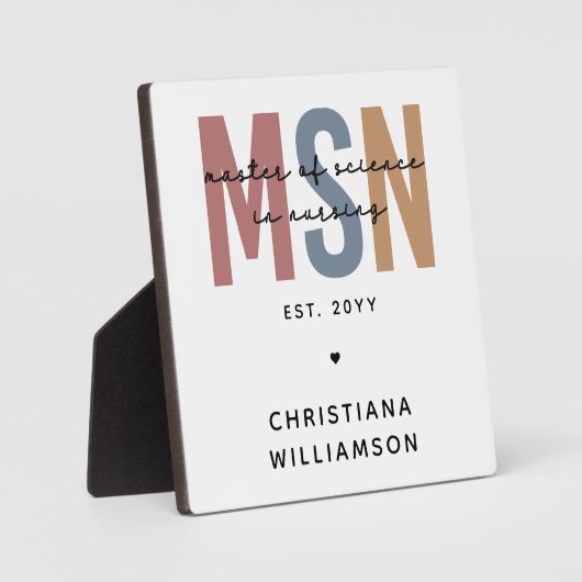 Custom MSN Master of Science in Nursing Abschluss Fotoplatte (Vorderseite)