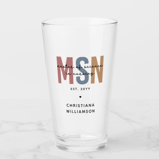 Custom MSN Master of Science in Nursing Abschluss Glas (Vorderseite)