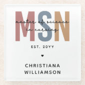 Custom MSN Master of Science in Nursing Abschluss Glasuntersetzer (Vorderseite)