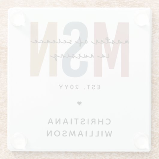 Custom MSN Master of Science in Nursing Abschluss Glasuntersetzer (Rückseite)