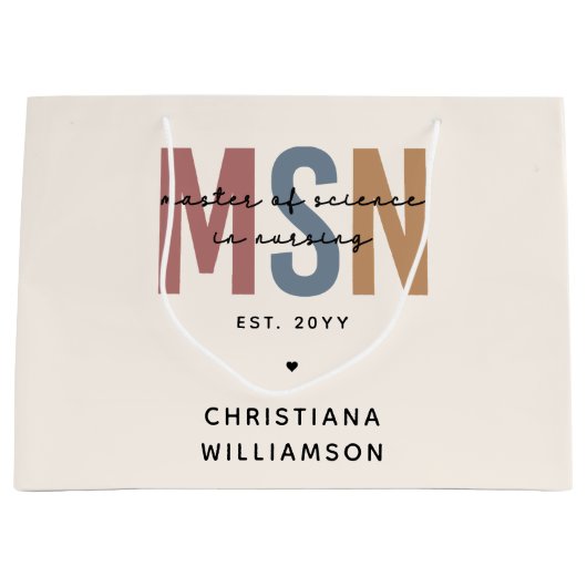 Custom MSN Master of Science in Nursing Abschluss Große Geschenktüte (Vorderseite)