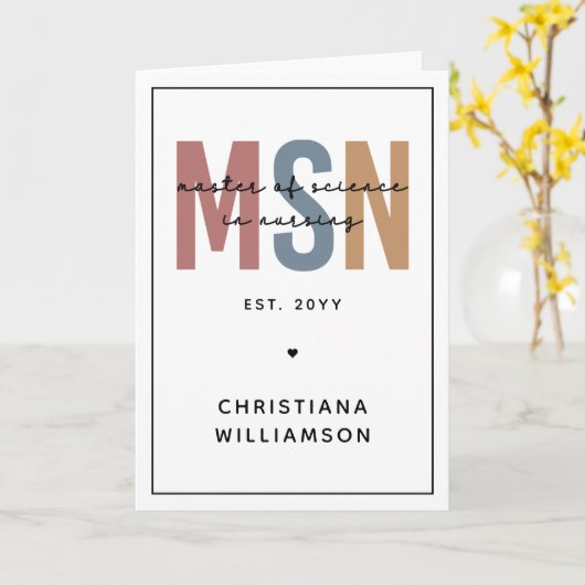 Custom MSN Master of Science in Nursing Abschluss Karte (Gelbe Blume)