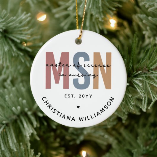 Custom MSN Master of Science in Nursing Abschluss Keramik Ornament (Baum)