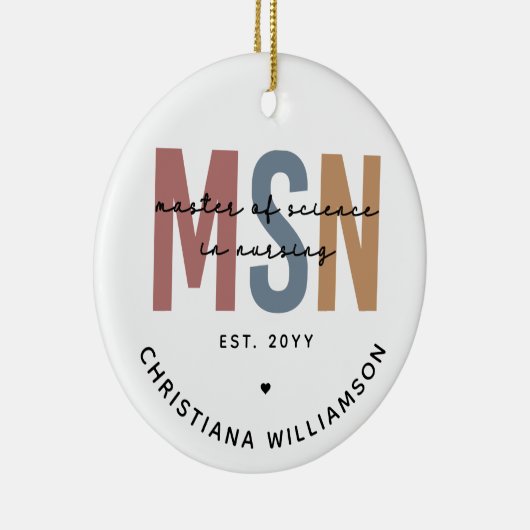 Custom MSN Master of Science in Nursing Abschluss Keramik Ornament (Rechts)