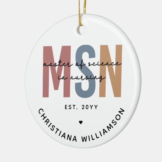 Custom MSN Master of Science in Nursing Abschluss Keramik Ornament (Links)