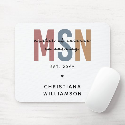 Custom MSN Master of Science in Nursing Abschluss Mousepad (Mit Mouse)