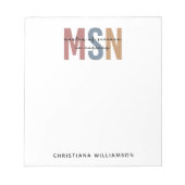 Custom MSN Master of Science in Nursing Abschluss Notizblock (Vorderseite)