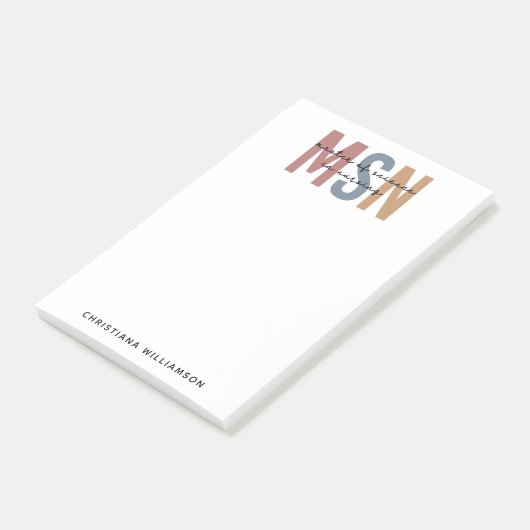 Custom MSN Master of Science in Nursing Abschluss Post-it Klebezettel (angewinkelt)