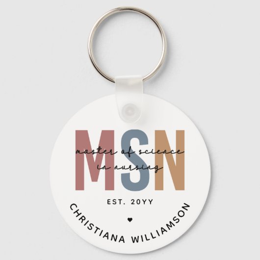 Custom MSN Master of Science in Nursing Abschluss Schlüsselanhänger (Rückseite)