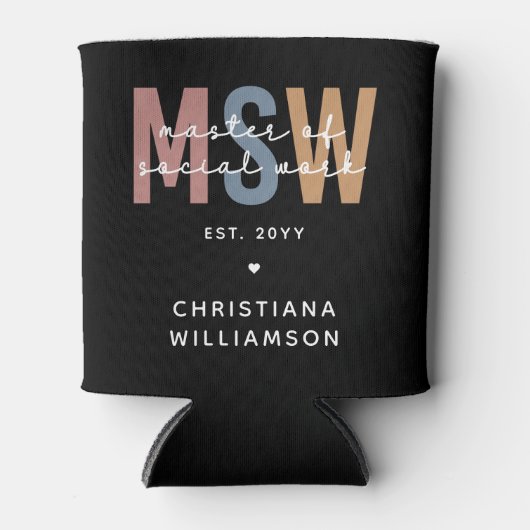 Custom MSW Master of Social Work Retro Abschluss Dosenkühler (Vorderseite)