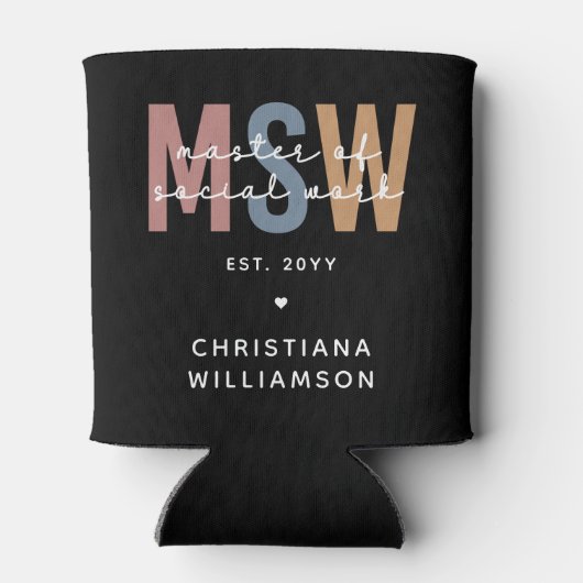 Custom MSW Master of Social Work Retro Abschluss Dosenkühler (Rückseite)