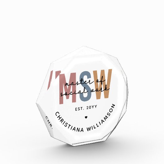 Custom MSW Master of Social Work Retro Abschluss Fotoblock (Links)
