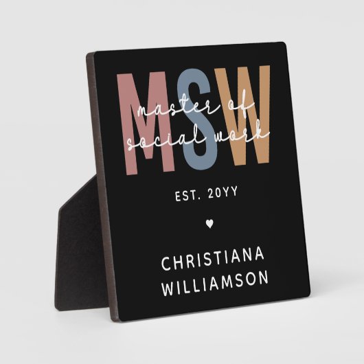 Custom MSW Master of Social Work Retro Abschluss Fotoplatte (Vorderseite)