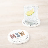 Custom MSW Master of Social Work Retro Abschluss Getränkeuntersetzer (Seite)