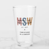 Custom MSW Master of Social Work Retro Abschluss Glas (Vorderseite)