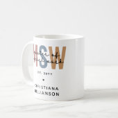 Custom MSW Master of Social Work Retro Abschluss Kaffeetasse (Vorderseite Links)