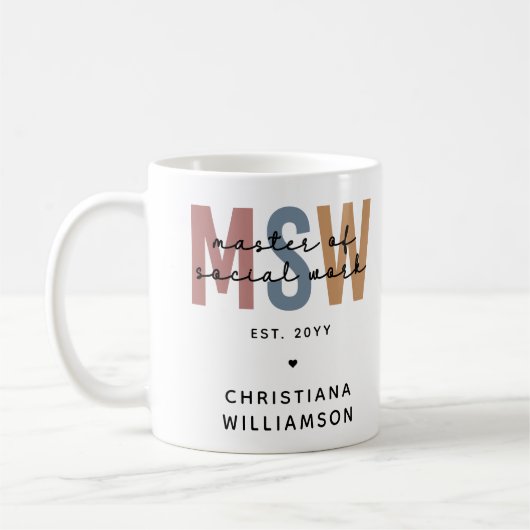 Custom MSW Master of Social Work Retro Abschluss Kaffeetasse (Links)