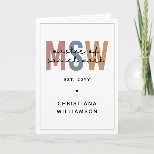 Custom MSW Master of Social Work Retro Abschluss Karte (Vorderseite)