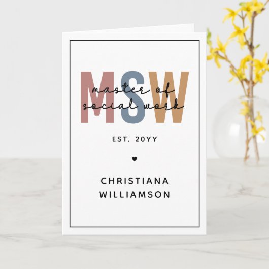 Custom MSW Master of Social Work Retro Abschluss Karte (Gelbe Blume)
