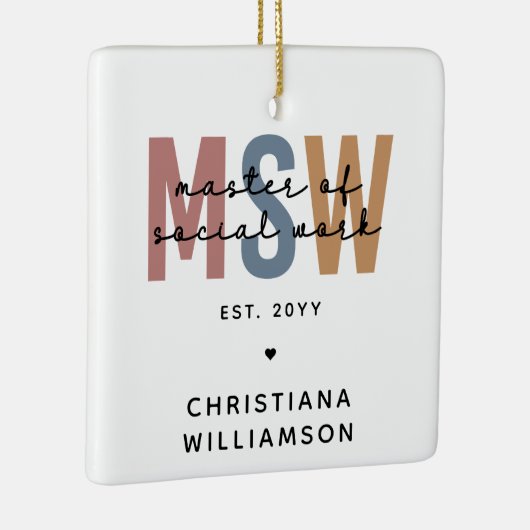 Custom MSW Master of Social Work Retro Abschluss Keramikornament (Rechts)