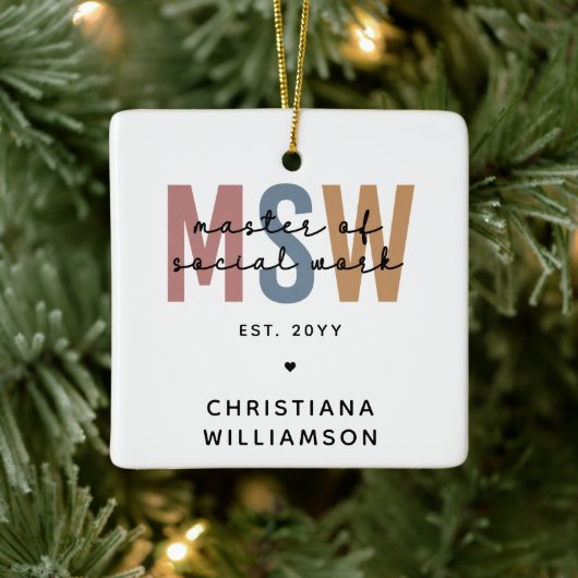 Custom MSW Master of Social Work Retro Abschluss Keramikornament (Baum)