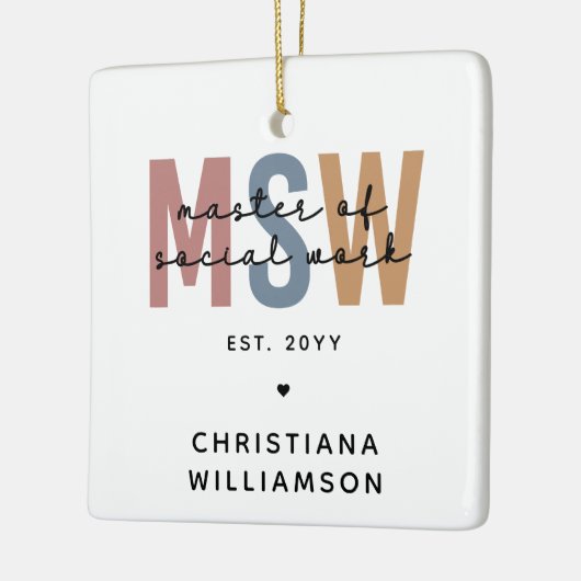 Custom MSW Master of Social Work Retro Abschluss Keramikornament (Links)