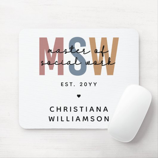 Custom MSW Master of Social Work Retro Abschluss Mousepad (Mit Mouse)