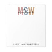 Custom MSW Master of Social Work Retro Abschluss Notizblock (Vorderseite)