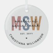 Custom MSW Master of Social Work Retro Abschluss Ornament Aus Glas (Vorderseite)