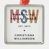 Custom MSW Master of Social Work Retro Abschluss Ornament Aus Metall (Vorne)