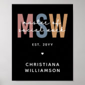 Custom MSW Master of Social Work Retro Abschluss Poster (Vorne)