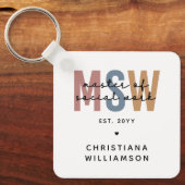 Custom MSW Master of Social Work Retro Abschluss Schlüsselanhänger (Vorderseite)