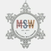 Custom MSW Master of Social Work Retro Abschluss Schneeflocken Zinn-Ornament (Vorderseite)