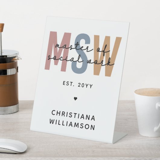 Custom MSW Master of Social Work Retro Abschluss Sockelschild (In SItu)