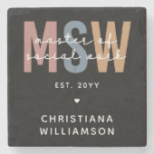 Custom MSW Master of Social Work Retro Abschluss Steinuntersetzer (Vorderseite)