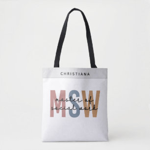 Custom MSW Master of Social Work Retro Abschluss Tasche