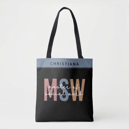 Custom MSW Master of Social Work Retro Abschluss Tasche (Vorderseite)