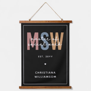 Custom MSW Master of Social Work Retro Abschluss Wandteppich Mit Holzrahmen
