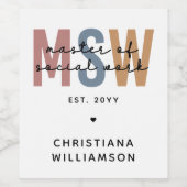 Custom MSW Master of Social Work Retro Abschluss Weinetikett (Einzelnes Label)