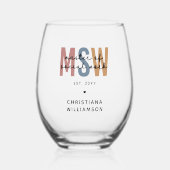 Custom MSW Master of Social Work Retro Abschluss Weinglas Ohne Stiel (Vorderseite)