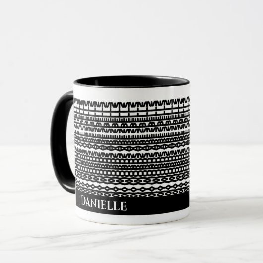 Custom Mug with Hidden Text in Geometric Pattern Tasse (Vorderseite Links)