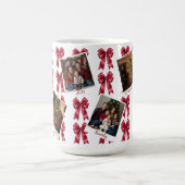 Custom Multi-Photo Christmas Mug with Red Bows Kaffeetasse (Mittel)