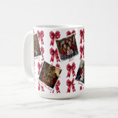 Custom Multi-Photo Christmas Mug with Red Bows Kaffeetasse (Vorderseite Links)