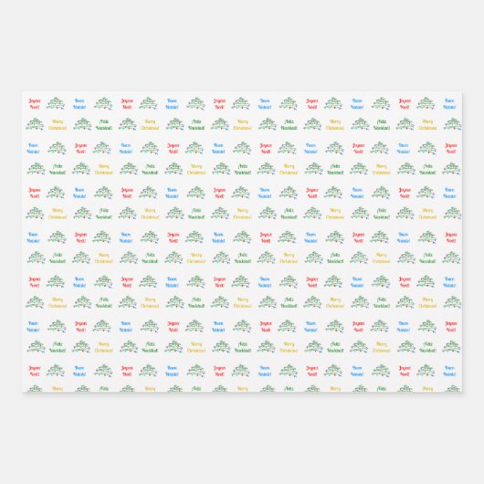 Custom Multilingual Merry Christmas Wrapping Paper Geschenkpapier Set (Vorderseite 3)