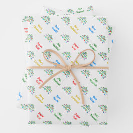 Custom Multilingual Merry Christmas Wrapping Paper Geschenkpapier Set
