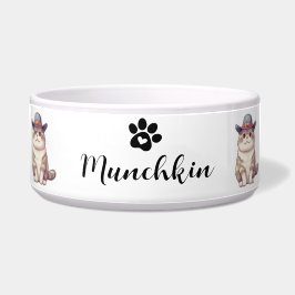 Custom Munchkin Cat Bowl mit Name & Brettdesign Napf