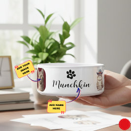 Custom Munchkin Cat Bowl mit Name & Brettdesign Napf