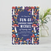 Custom Mushroom Fun-gi Card, Pilz Pun Birthday Einladung (Stehend Vorderseite)