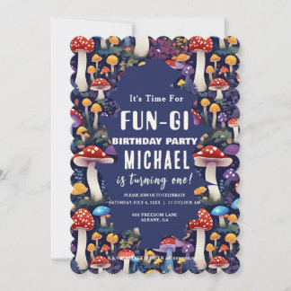 Custom Mushroom Fun-gi Card, Pilz Pun Birthday Einladung